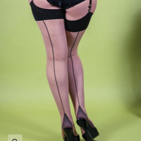 What Katie Did black on Champagne seamed Stockings - Picture 5 of 5